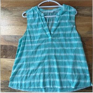 Carve Designs Teal and White Striped Sleeveless V-Neck Camisole
